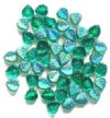 50 9mm Transparent Emerald AB Leaf Beads